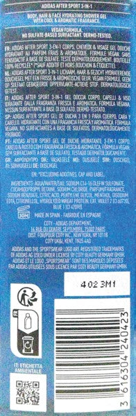 Adidas douche 3in1 400ml na het sporten