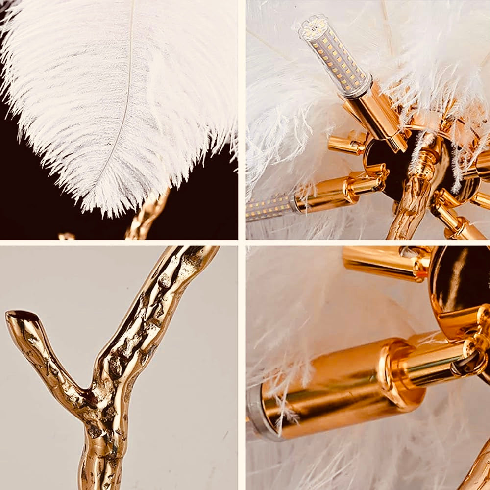 Vloerlamp kokospalm goud/wit