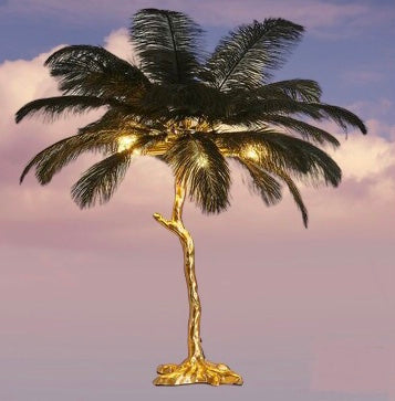 Tafellamp kokospalm goud/zwart