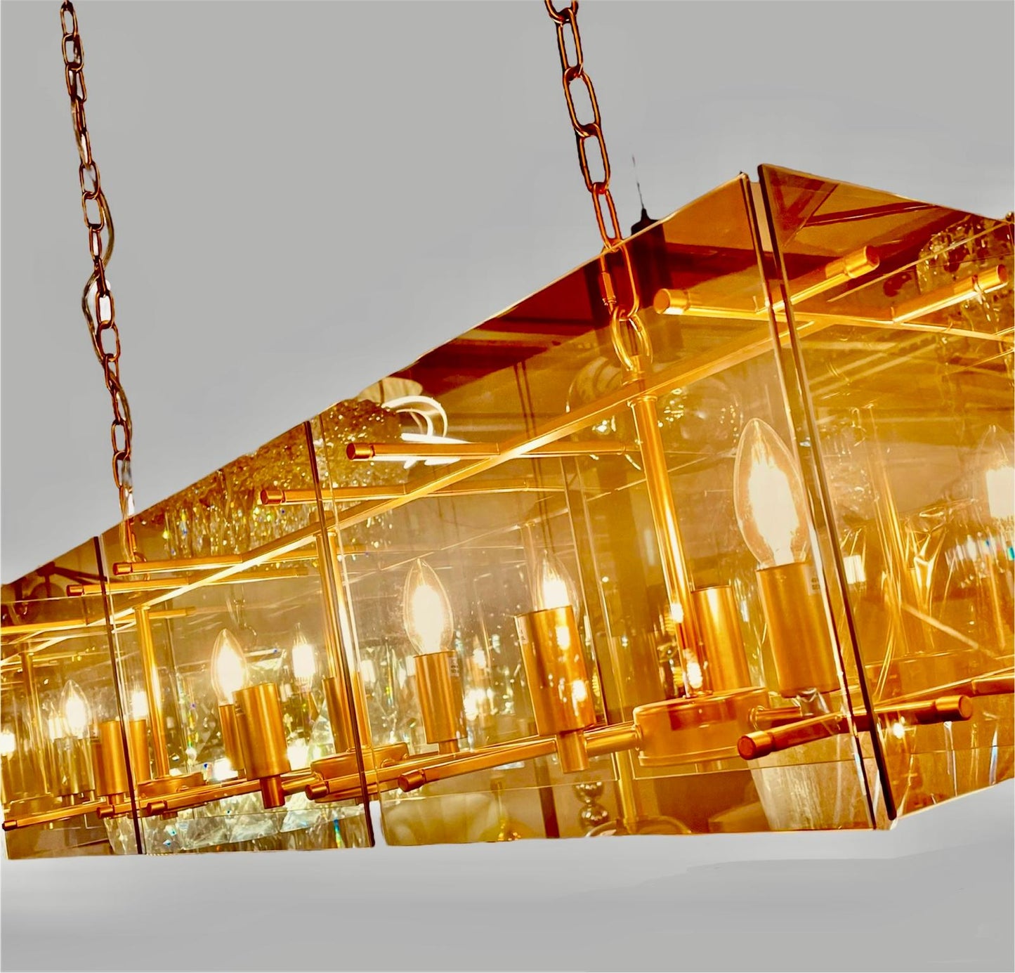 Plafondlamp goudkleurige glas