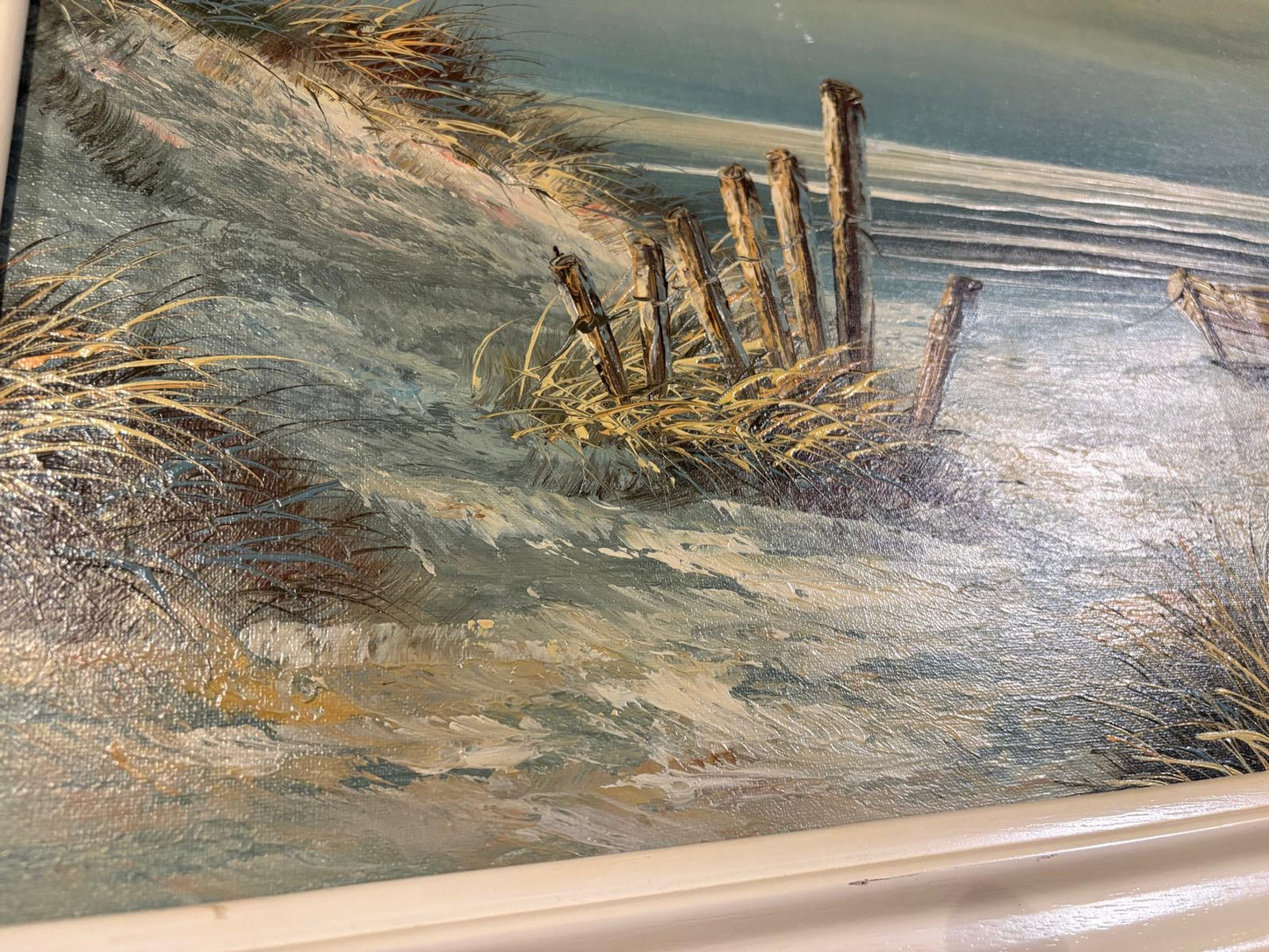 Olieverfschilderij Strand met Boot Hagse school Polo
