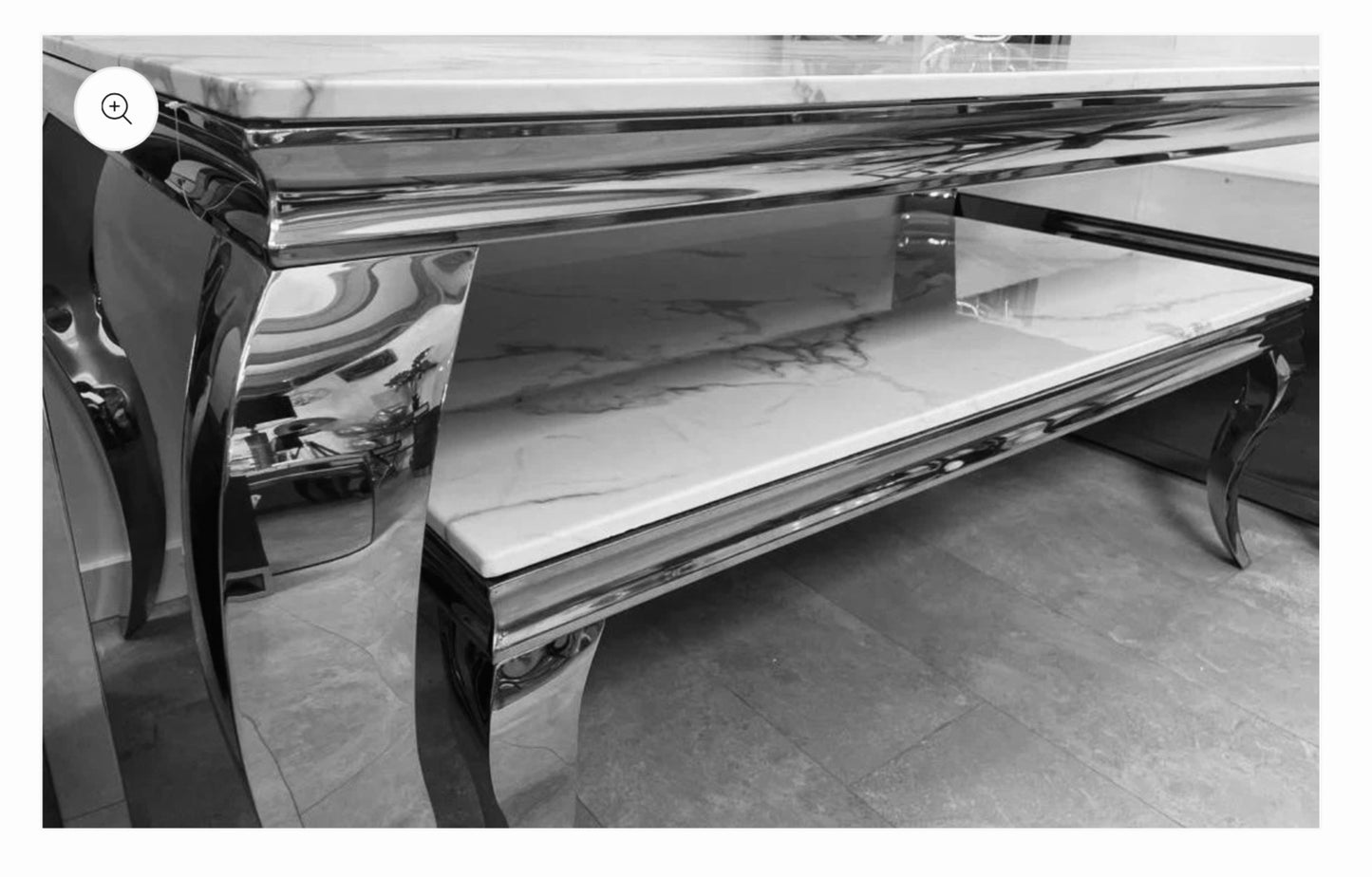 Salontafel zilver/marmer 130