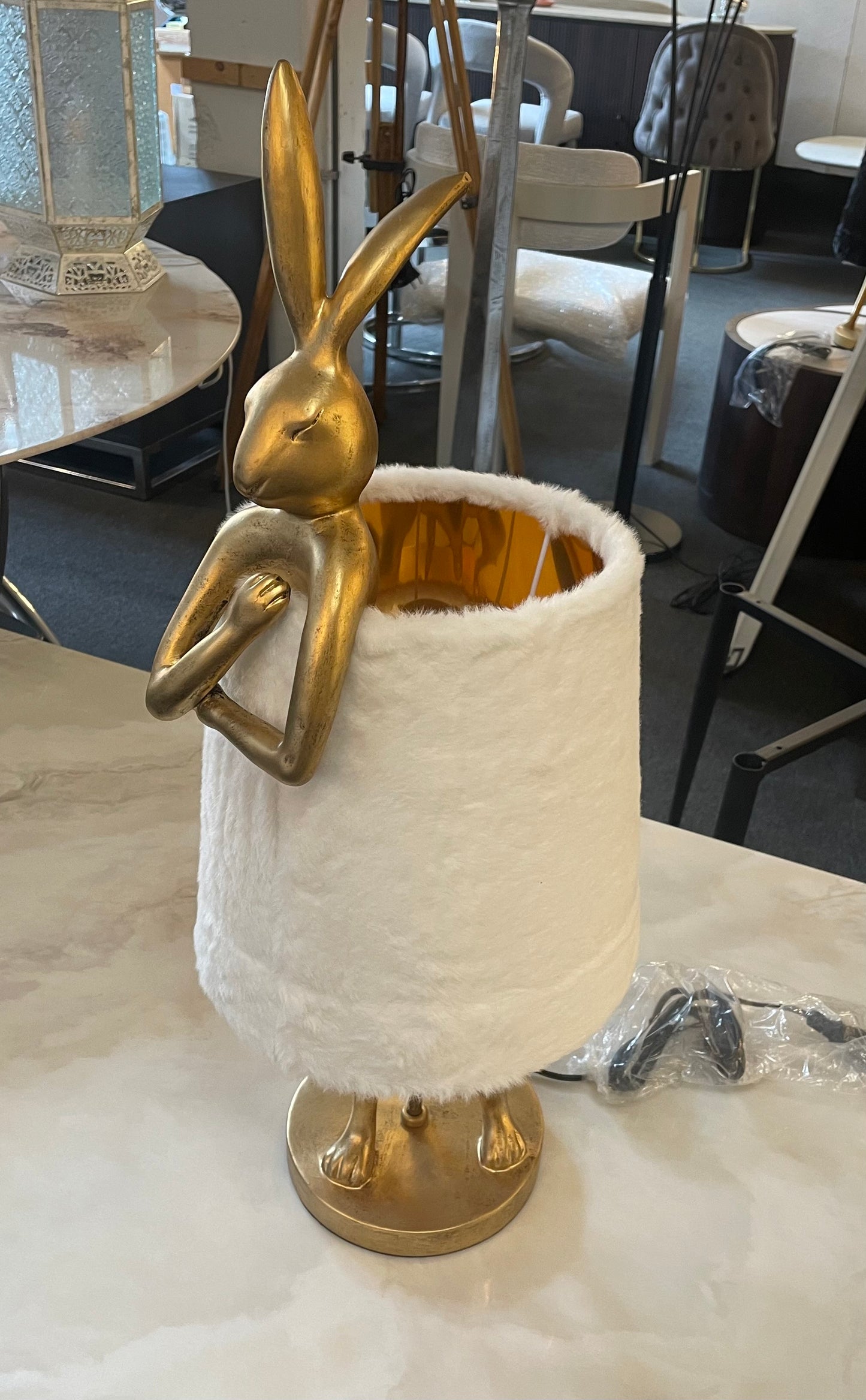 Tafellamp Konijn - Wit met Goud - ca. 68cm