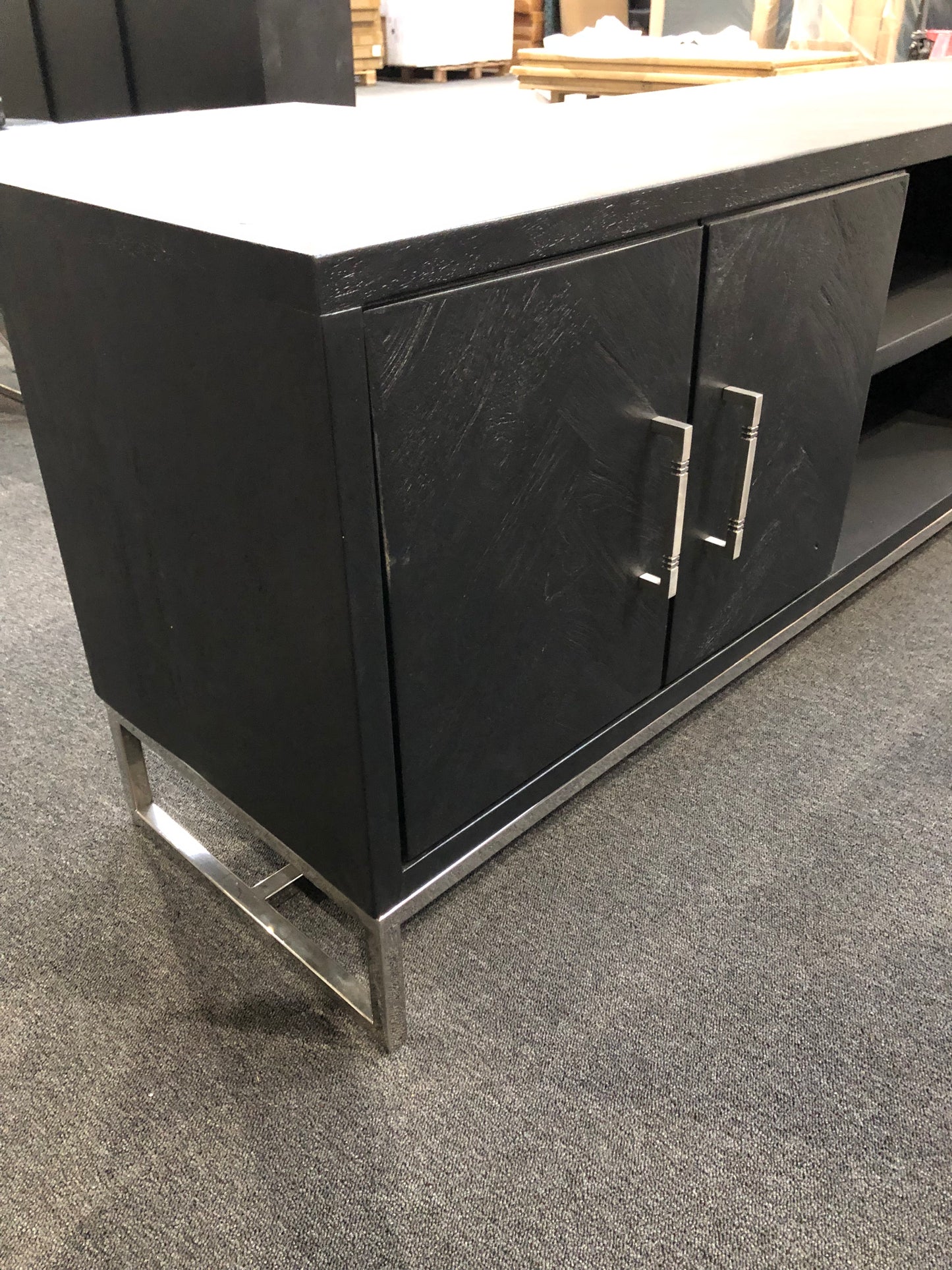 Tv Dressoir visgraat mango hout zwart