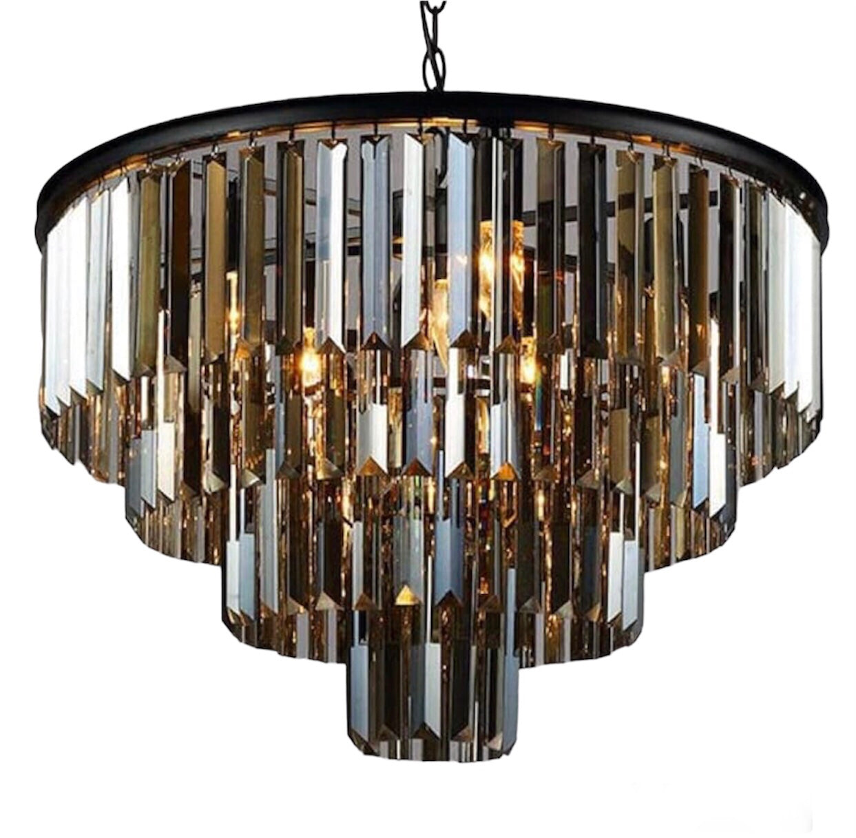 Smokey kristallen zwarte kroonluchter