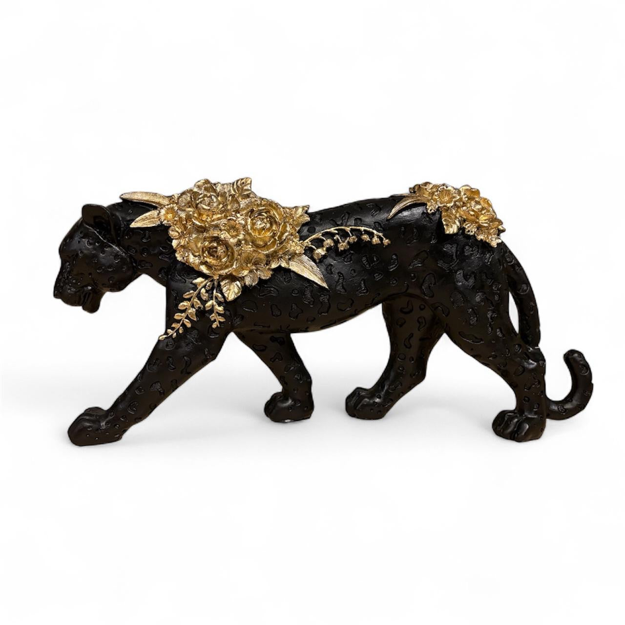Panter beeld zwart met goud 40cm