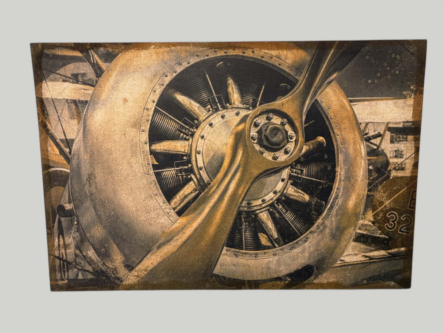 2 vintage vliegtuigen propeller kunstwerken in een set