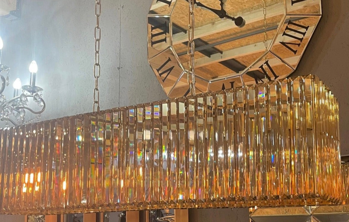 Kroonluchter amber goud 100cm