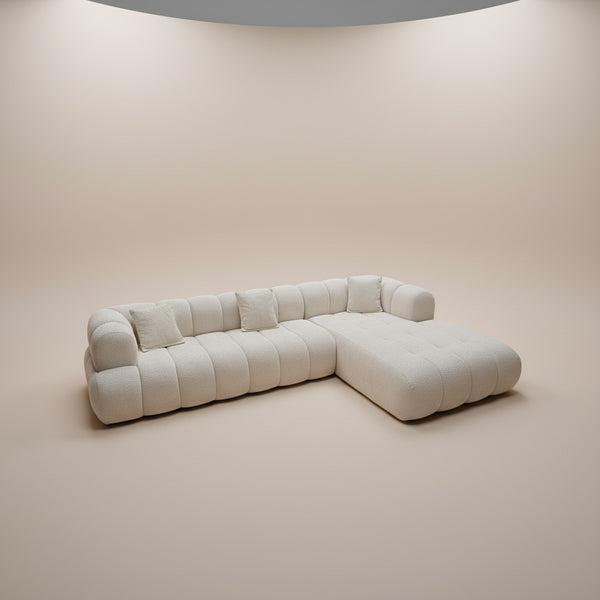 Japandi Fluffy Hoekbank Bouclé Beige – 310 x 195 cm