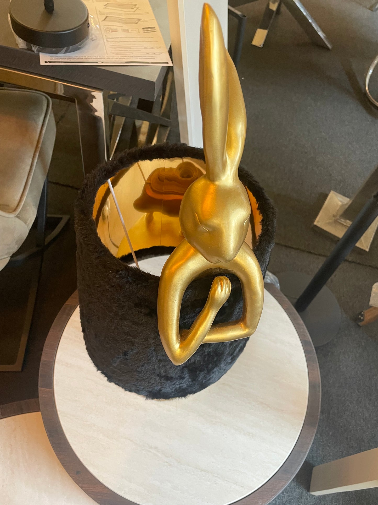 Tafellamp Konijn - Zwart met Goud - ca. 68cm