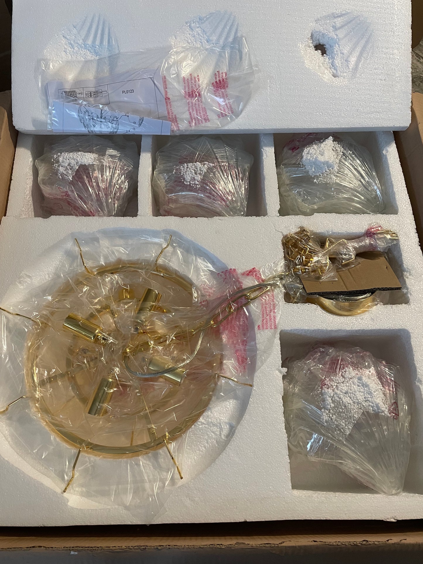 Kroonluchter schelpen van glas