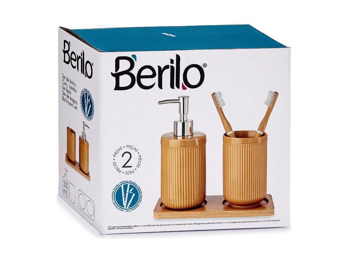 keramiek badkamer set 2 stuks kameel vierkant met strepen