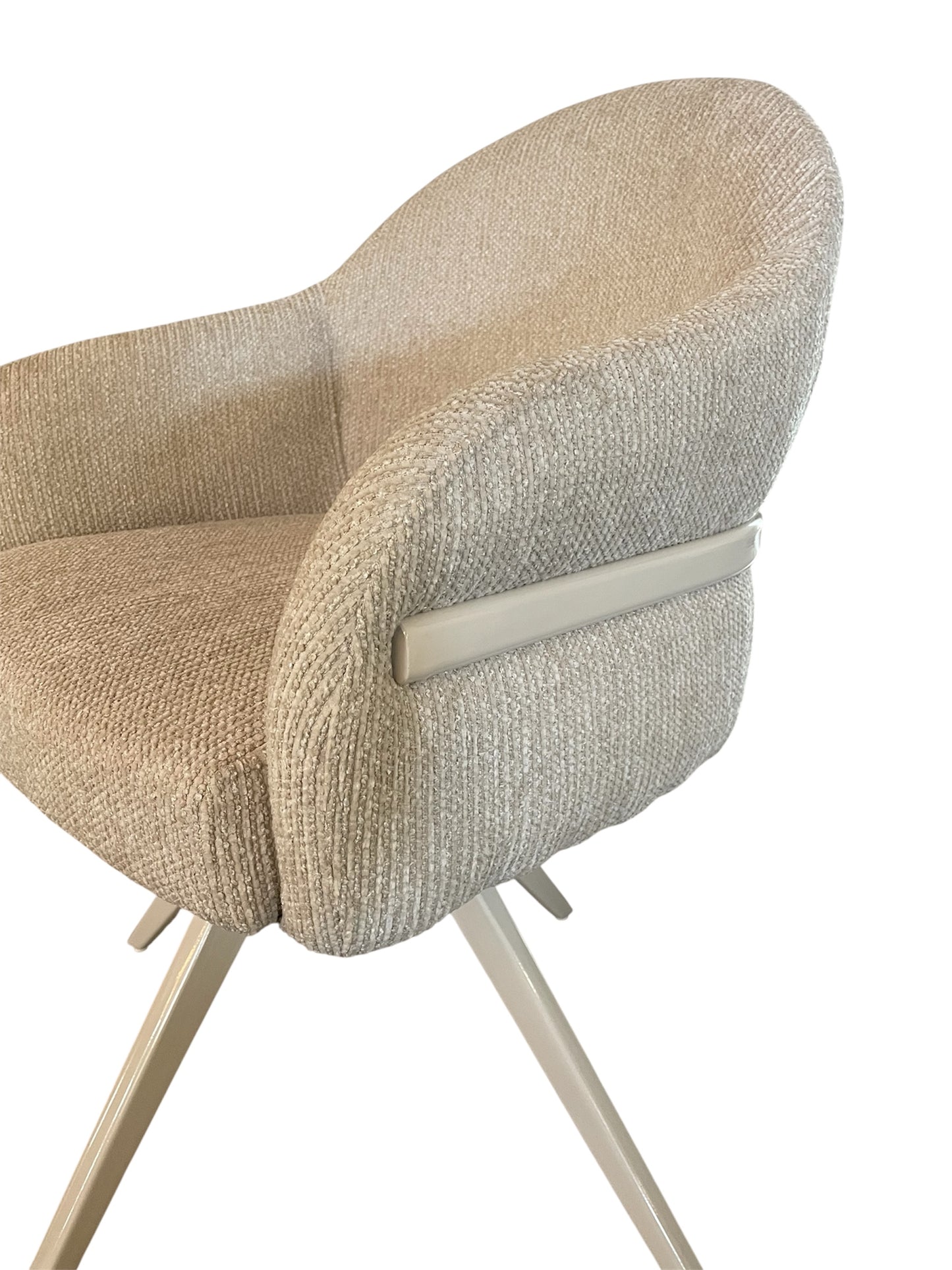 DRAAIBAAR STOEL BOUCLE STOF BEIGE ONDERSTEL