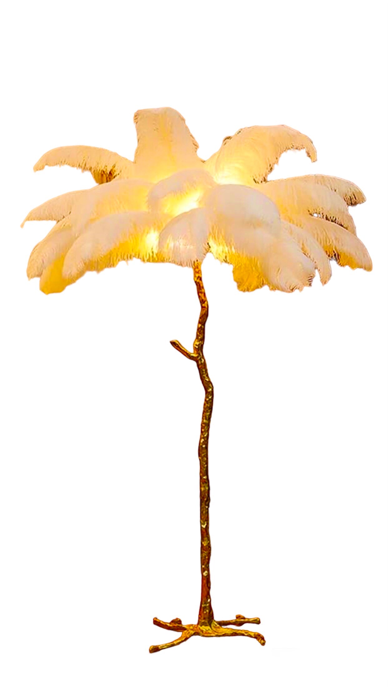 Vloerlamp kokospalm goud/wit