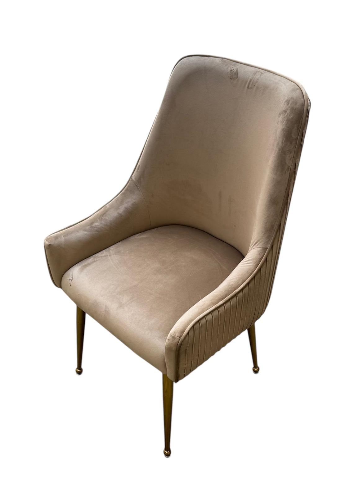 Eetkamerstoel Plise taupe met goud