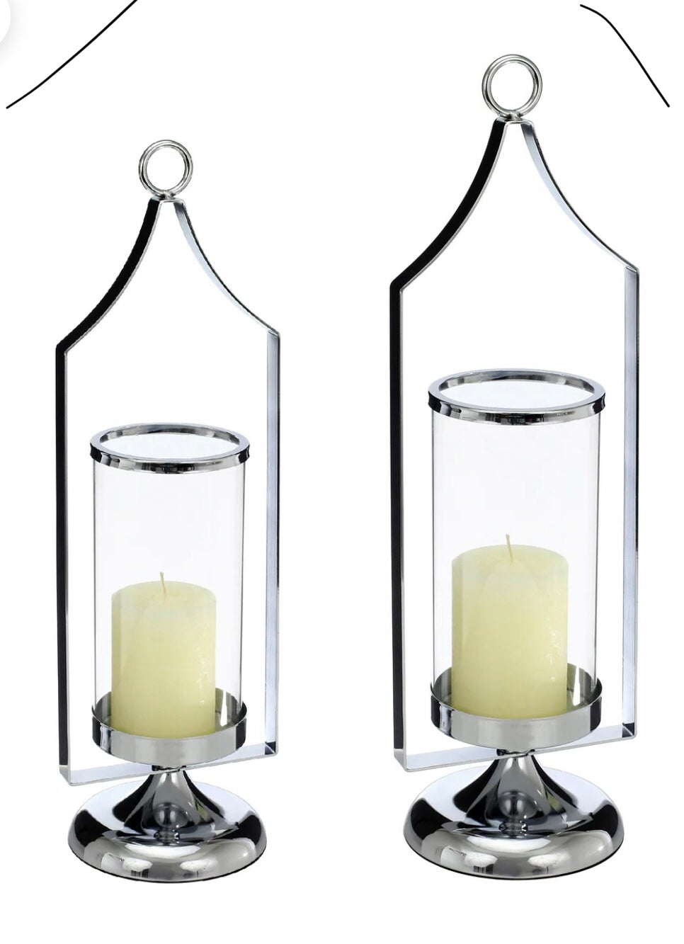 Moderne Glamour Kandelaars I Lantaarn Metaal Zilver 2-Delig