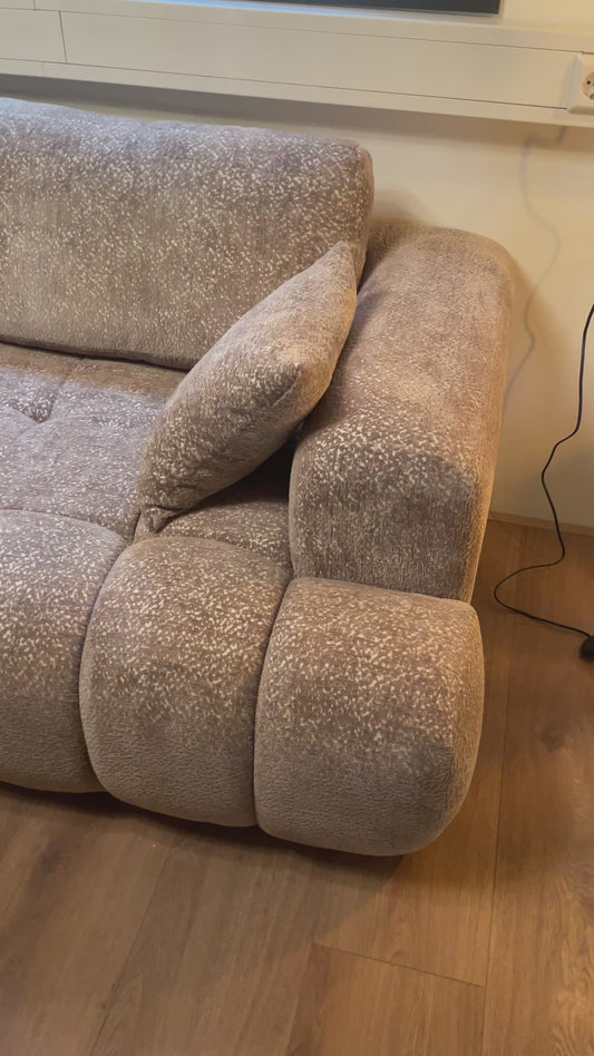 Japandi Fluffy Hoekbank Bouclé grijs– 310 x 195 cm